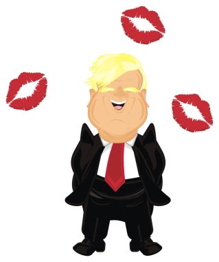 birçok öpücüklere siyah elbiseli gülümseyen patron