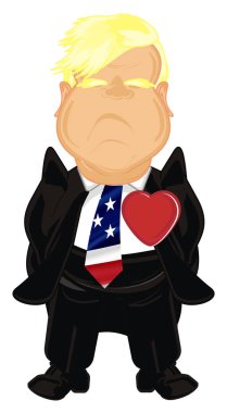 Kırmızı kalp ile siyah elbiseli kötü patron