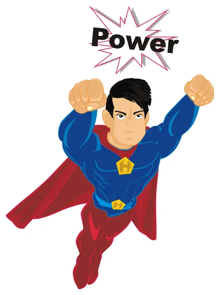 Süper Kahraman Yakınındaki Işareti Word Gücünü Uçan — Stok fotoğraf