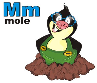 renkli abc ile gülümseyen köstebek