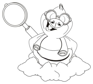 Büyüteç ile boyama gülümseyen köstebek