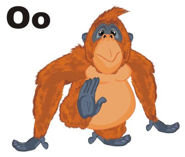 komik turuncu orangutan ve siyah harflerle o 