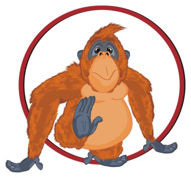 kırmızı işaret olarak komik turuncu orangutan