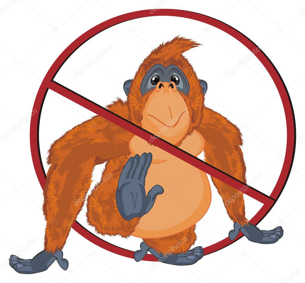funny orange orangutan on red ban
