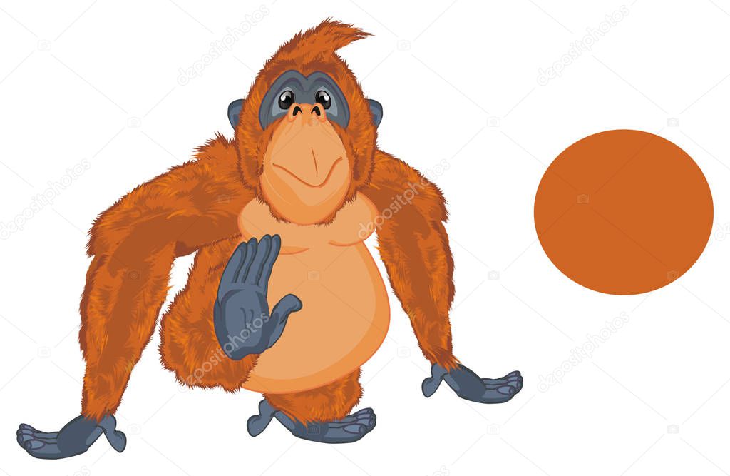  funny orange orangutan and clean sign