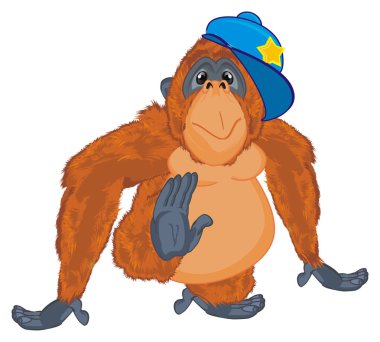 mavi şapkalı komik turuncu orangutan