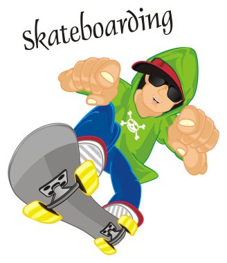 Trendy adam kelime ile kaykay binmek