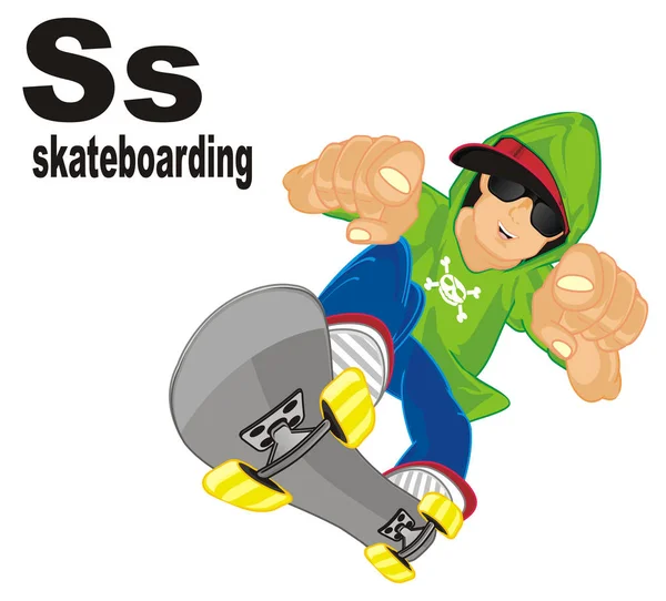 Branché Guy Ride Sur Skateboard Avec Abc — Photo