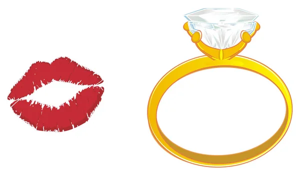 Anillo Oro Beso Rojo — Foto de Stock