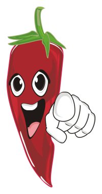 mutlu kırmızı biber biber tek elle göstermek jest