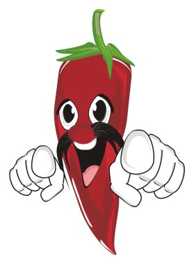 mutlu kırmızı biber biber bıyıklı göstermek jest