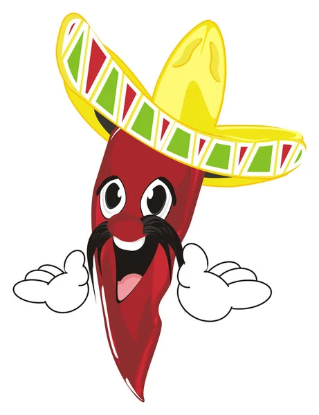 Glad Röd Chilipeppar Sombrero Med Två Händer — Stockfoto