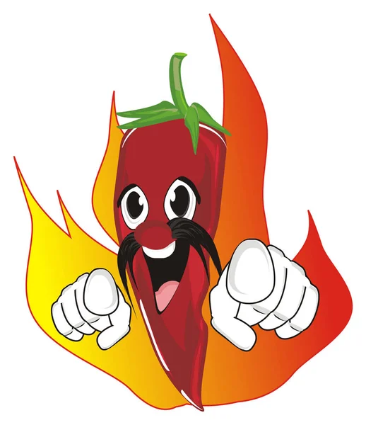Szczęśliwy Papryka Chili Pokaż Gest Ogień — Zdjęcie stockowe