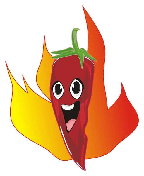 happy red chili pepper and fire