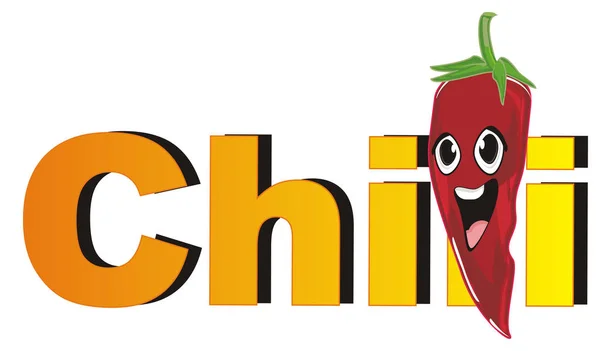Boldog Piros Chili Paprika Oramge Szó — Stock Fotó