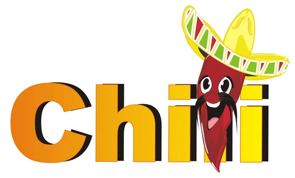 Glad Röd Chilipeppar Sombrero Och Hans Namn — Stockfoto