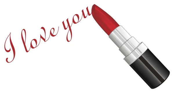 Red Lipstick Inscription Love You — Stock Photo, Image