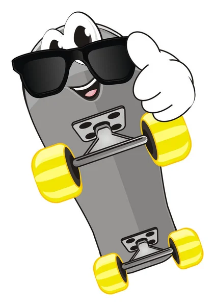 Skateboard Tendenza Sorridente Occhiali Sole Mostrano Gesto — Foto Stock