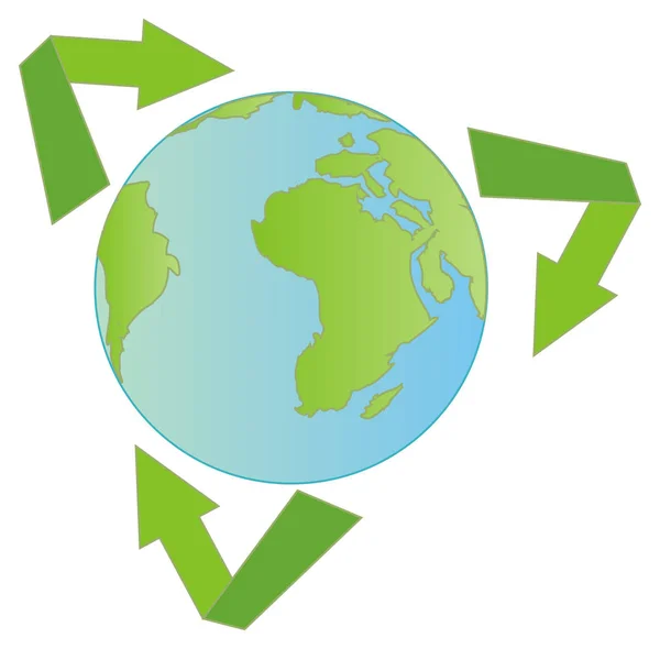 Groene Planeet Met Veel Groene Pijlen — Stockfoto