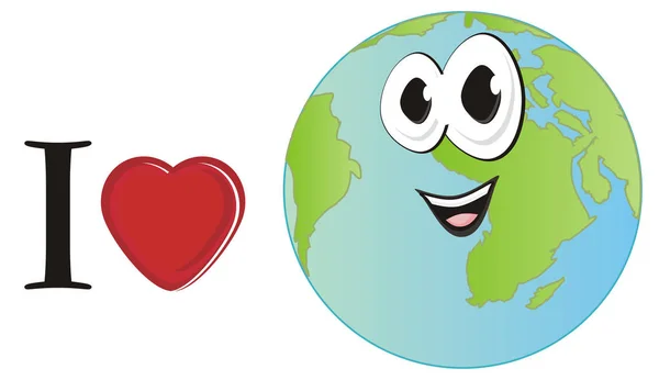 Smiling Earth Letter Red Heart — Stock Photo, Image