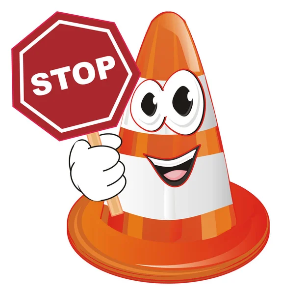 Znak Stop Przytrzymaj Stożek Śmieszne Ruchu Pomarańczowy — Zdjęcie stockowe