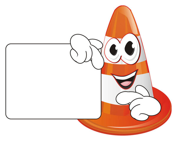 funny orange traffic cone with clean paper