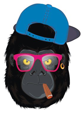 goril pembe ve mavi araçlarıyla kötü yüzü