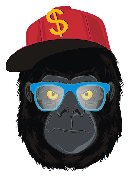 Das Böse Gesicht Des Gorillas Mütze Und Brille — Stockfoto