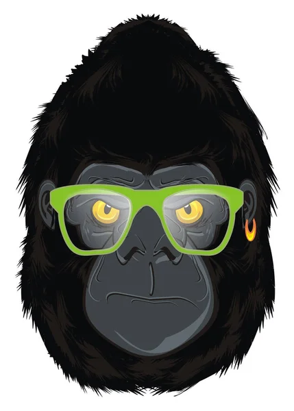 Faccia Malvagia Gorilla Bicchieri Verdi — Foto Stock