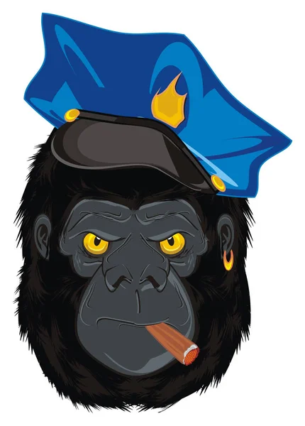 Faccia Malvagia Gorilla Come Poliziotto — Foto Stock