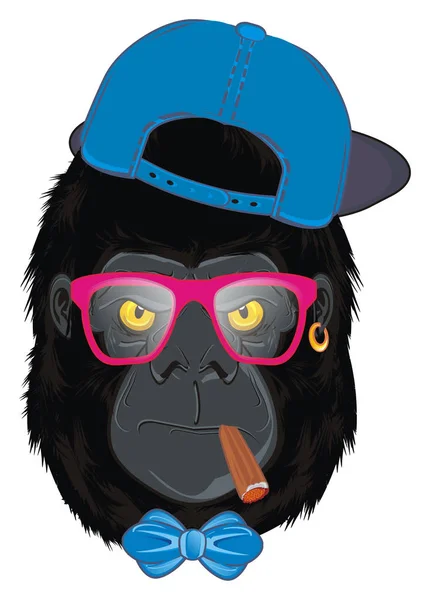 Böses Gesicht Eines Gorillas Mit Farbigen Objekten — Stockfoto