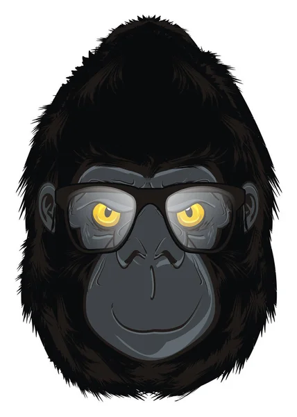 Glückliches Gesicht Eines Gorillas Schwarzer Brille — Stockfoto