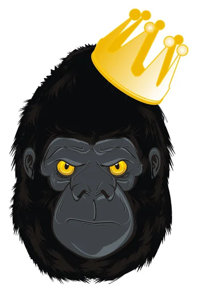 Rosto Maligno Gorila Com Coroa Ouro — Fotografia de Stock