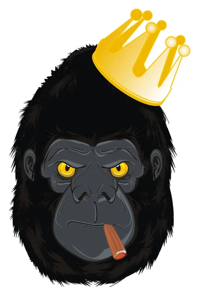 Rosto Mal Gorila Com Coroa Charuto — Fotografia de Stock