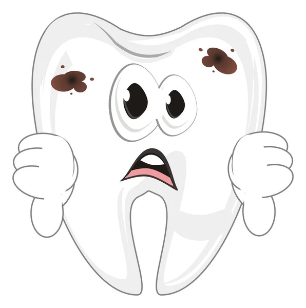 Dentes Tristes Com Cárie Mostrar Gesto Ruim — Fotografia de Stock