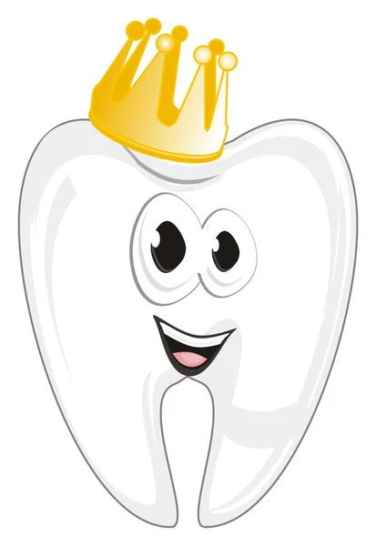 Dentes Brancos Felizes Com Coroa Amarela — Fotografia de Stock