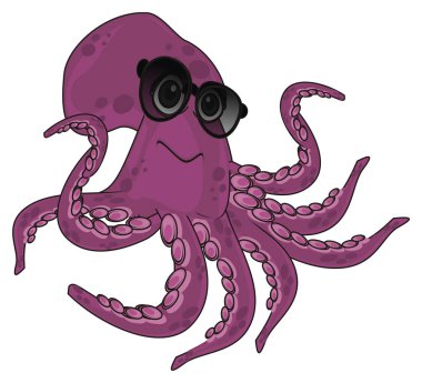 komik mor ahtapot siyah güneş gözlüğü