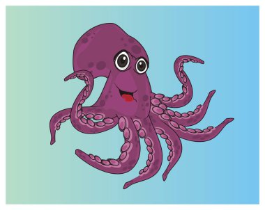 Mor ahtapot su yüzme gülümseyen