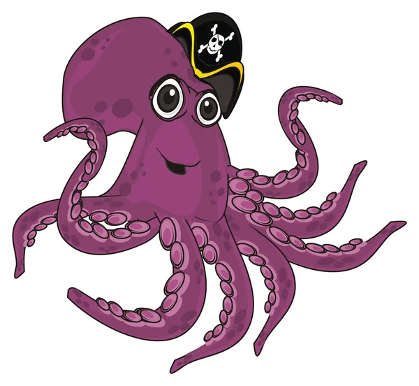 Purple Octopus Zwarte Hoed — Stockfoto