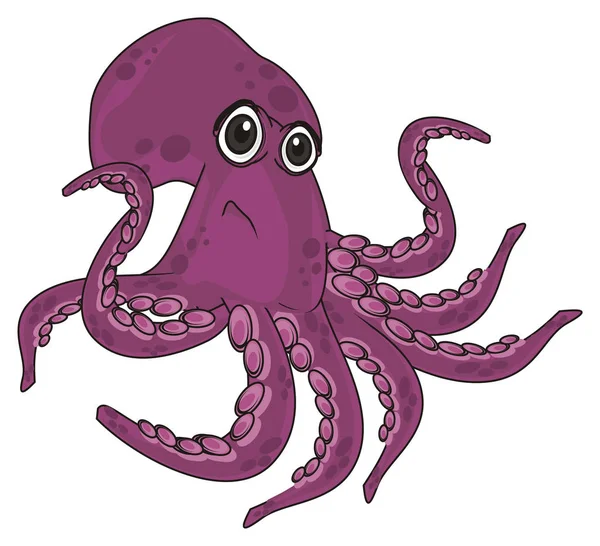 Sad Purple Octopus White Background — Stock Photo, Image