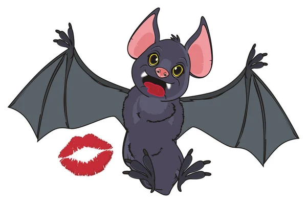 crazy gray bat with red kiss