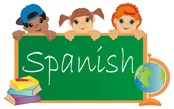 children in school class and spanish