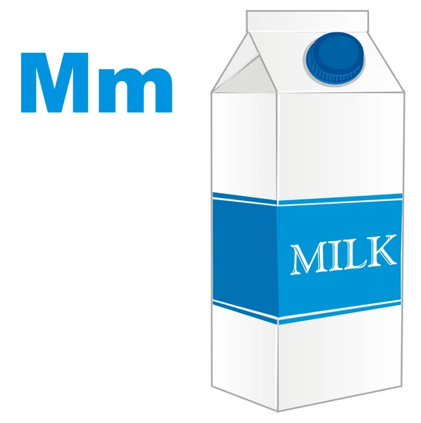Krabička Mléka Modrá Písmena — Stock fotografie