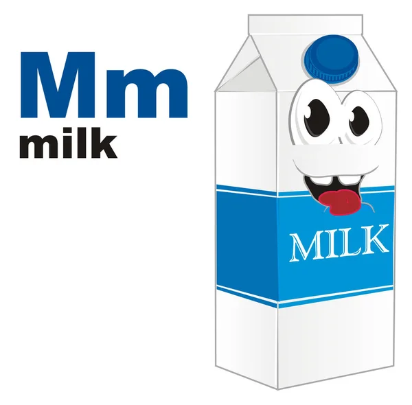 牛奶与 Abc 的微笑纸盒 — 图库照片