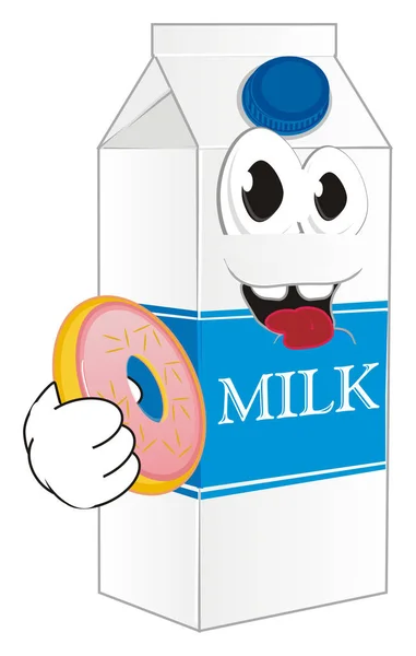 Ευτυχισμένος Χαρτοκιβώτιο Γάλακτος Ντόνατ — Φωτογραφία Αρχείου