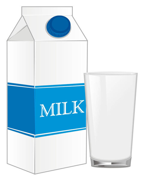 коробка молока с пустым стаканом
