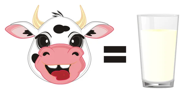 牛や牛乳のガラスの顔 — ストック写真