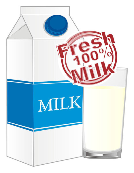 carton of milk with glass and red stmap