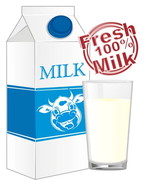 Karton Van Melk Met Glas Stempel — Stockfoto