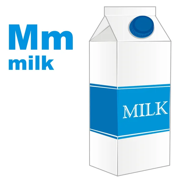 Kartong Med Mjölk Med Blå Abc — Stockfoto